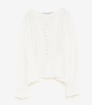 Zara + Contrasting Dotted Mesh Top