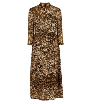 Warehouse + Leopard-Print Mesh Dress