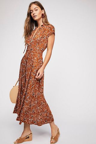 Free People + '40s Printed Midi Dress