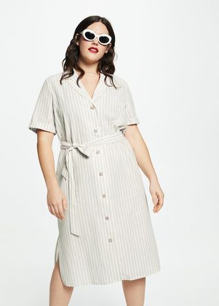 Violeta by Mango + Striped Linen Dress