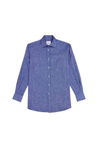 With Nothing Underneath + Linen Shirt in Lapis Blue
