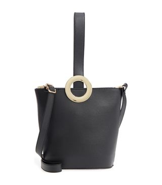 Yoki Bags + Structured Faux Leather Bucket Bag
