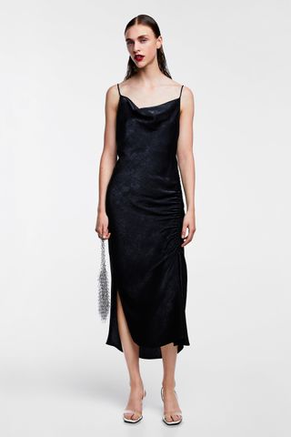 Zara + Draped Lingerie-Style Satin Dress