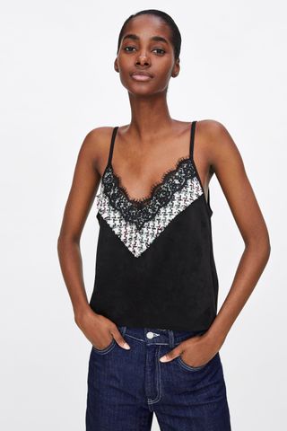 Zara + Mixed Lingerie-Style Top