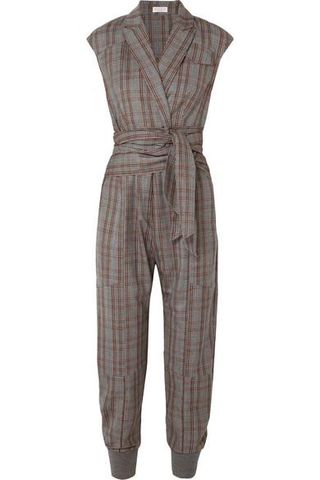 Brunello Cucinelli + Prince of Wales Checked Wool Jumpsuit