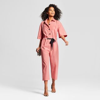 Who What Wear + Short-Sleeve Belted Jumpsuit
