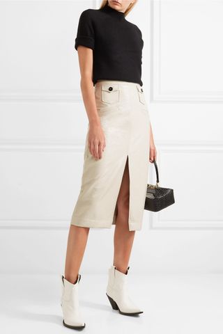 AlexaChung + Faux Patent-Leather Pencil Skirt