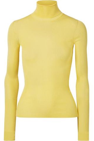 Calvin Klein 205 W39 NYC + Ribbed Silk Turtleneck Sweater