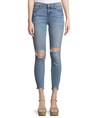 Paige + Hoxton Distressed Skinny Ankle Jeans