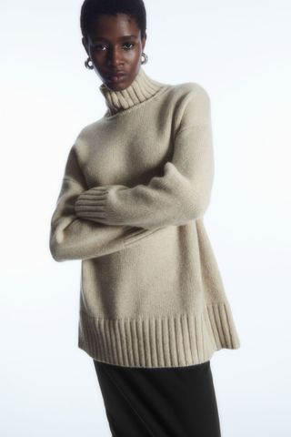 COS + Funnel-Neck Cashmere Turtleneck Sweater