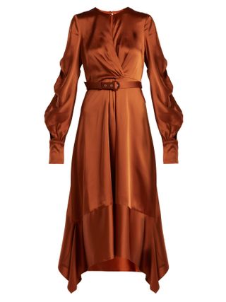Jonathan Simkhai + Asymmetrical Satin Midi Dress