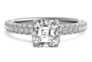 Ritani + Three Row Pave Diamond Engagement Ring