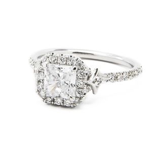 Jordan Alexander + 18K White Gold 
Diamond Halo Setting for Asher Cut Solitaire