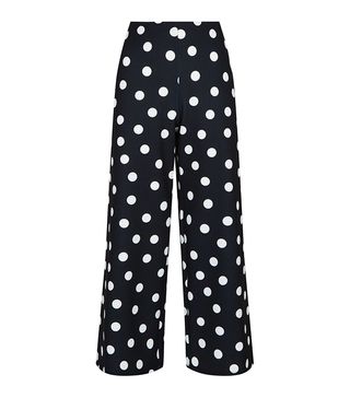New Look + Black Polka-Dot Scuba Crop Trousers