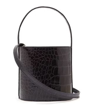 Staud + Bissett Crocodile-Effect Leather Bucket Bag