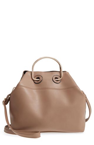 Leith + Metal Handle Faux Leather Tote Bag