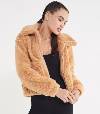 Urban Outfitters + Cropped Teddy Jacket