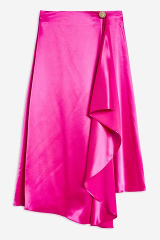 Topshop + Satin Drape Midi Skirt