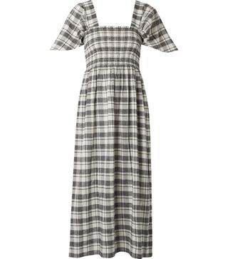 The Great + The Gimlet Checked Cotton and Linen-Blend Midi Dress