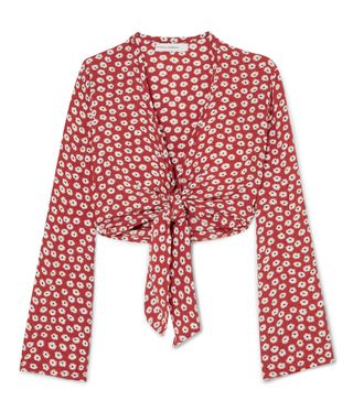 FAITHFULL THE BRAND + Teguise Tie-front Floral-print Crepe Top