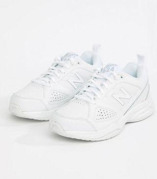 New Balance + 624 white chunky trainers