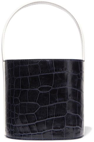 Staud + Bissett Croc-effect And Smooth Leather Bucket Bag