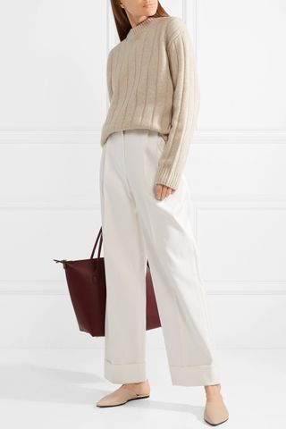 The Row + Liano Pleated Cotton-Twill Wide-Leg Pants