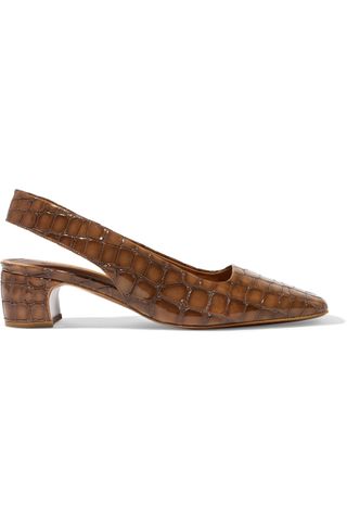 By Far + Danielle Croc-effect Leather Slingback Pumps