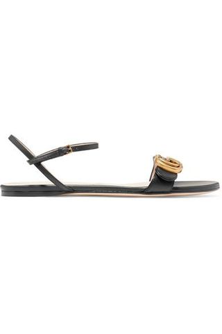 Gucci + Marmont Logo-Embellished Leather Sandals