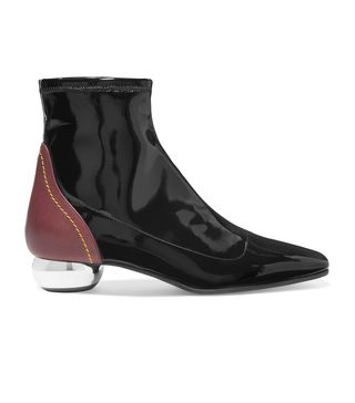 Ellery + Smooth and Patent-Leather Ankle Boots