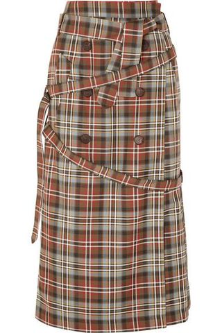 Rokh + Tartan Twill Midi Skirt