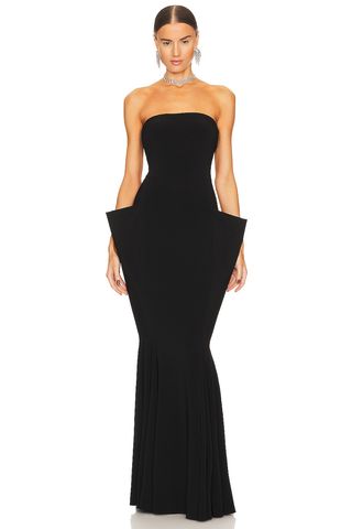 Norma Kamali + Strapless Wing Fishtail Gown