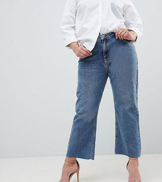 ASOS Curve + Curve Egerton Rigid Cropped Flare Jeans in Vintage Mid Wash