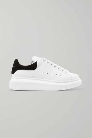 Alexander McQueen + Leather Exaggerated-Sole Sneakers