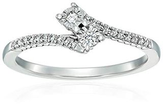 Amazon Collection + Sterling Silver Diamond Two Stone Plus Engagement Ring