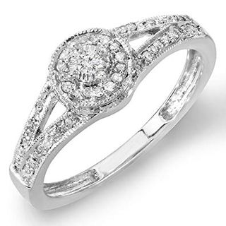Dazzling Rock + Sterling Silver Round Diamond Engagement Ring