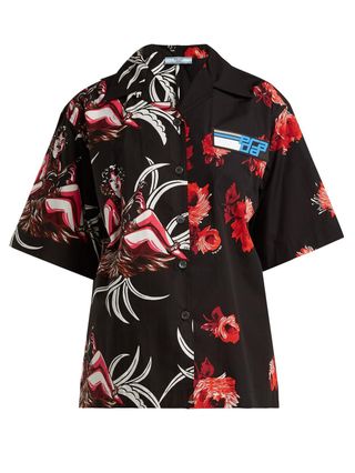 Prada + Rose and Hawaiian-Print Cotton Shirt