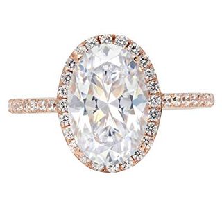 Clara Pucci + Oval Cut Halo Engagement Ring