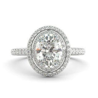 Charles & Colvard + Forever One Moissanite & Diamond Halo Engagement Ring