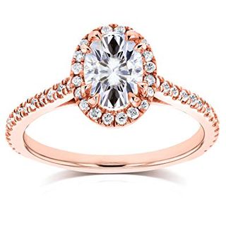 Kobelli + Oval Moissanite and Halo Diamond Engagement Ring