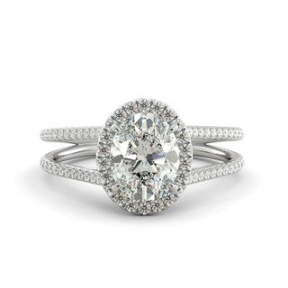 Charles & Colvard + Diamond Halo Engagement Ring
