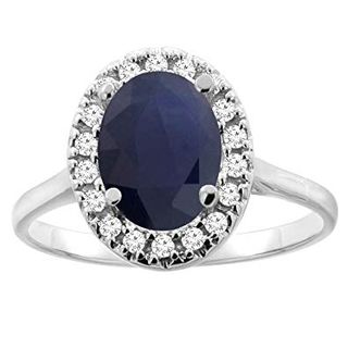 Silver City Jewelry + Gold Natural Blue Sapphire Halo Engagement Ring
