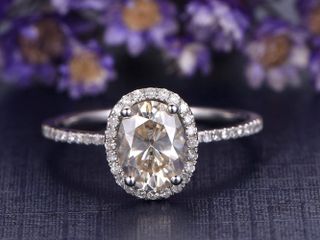 Myraygem + Oval Cut Moissanite Engagement Ring