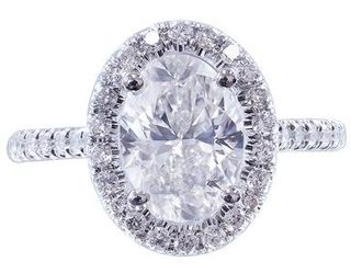 KNR + White Gold Oval and Round Cut Diamond Engagement Ring