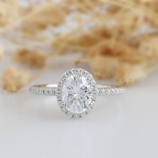 Esdomera + Moissanite Vintage Halo Ring