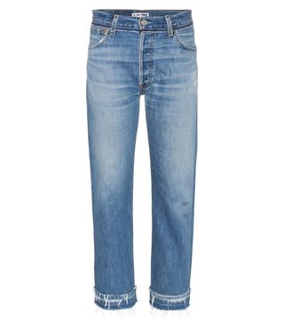 Re/Done + Stove Pipe Released Hem High Waist Straight Leg Jeans