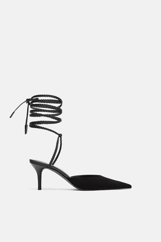 Zara + Strappy Leather Slingback Pumps