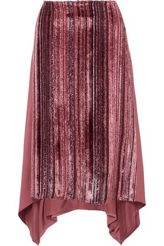 Sies Marjan + Darby Metallic Devoré-Velvet and Pleated Chiffon Skirt