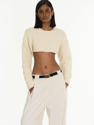 Source Unknown + Cropped Cable Knit, Ivory