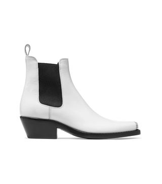Calvin Klein 205 W39 NYC + Claire Metal-Trimmed Glossed-Leather Ankle Boots
